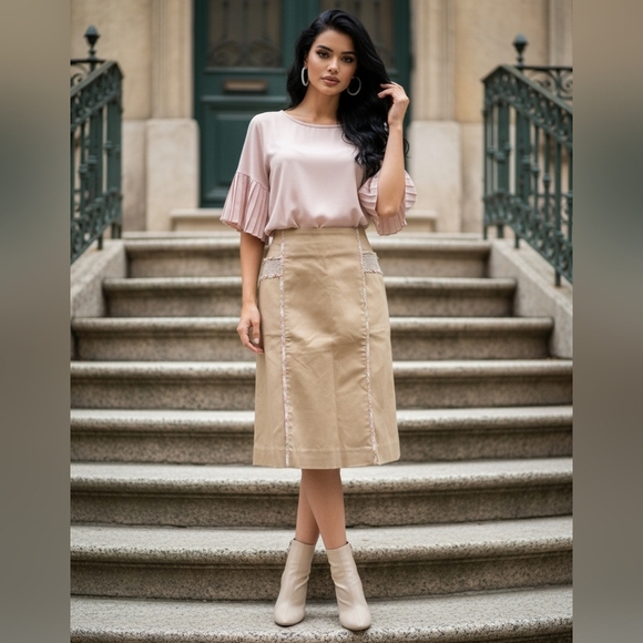 BLAIN & Cartwright Dresses & Skirts - Vintage Elegant Tan Women's Skirt With Details